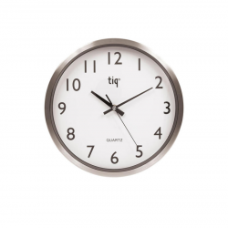Wall Clock F6664A, Ø 30 cm, silver frame, white dial