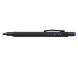 Ballpoint pen with stylus PEARLY, black body with blue detail, COOL
