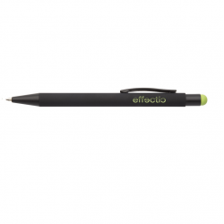 Ballpoint pen with stylus PEARLY, black body with green detail, COOL