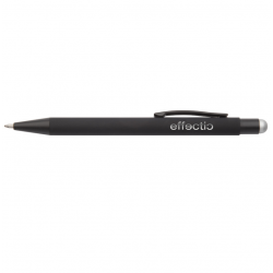 Ballpoint pen with stylus PEARLY, black body with silver detail, COOL