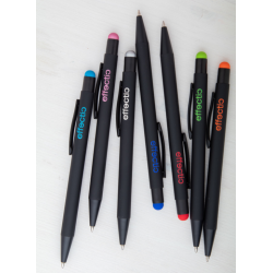 Ballpoint pen with stylus PEARLY, black body with silver detail, COOL
