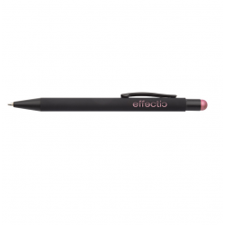 Ballpoint pen with stylus PEARLY, black body with pink detail, COOL