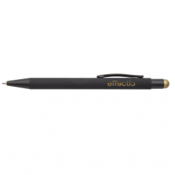 Ballpoint pen with stylus PEARLY, black body with gold detail, COOL