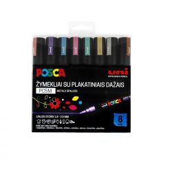 Set of markers UNI POSCA PC-5M, 1.8-2.5 mm, 8 metallic colors