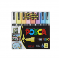 Markerių rinkinys UNI POSCA PC-5M, 1,8-2,5mm. 8 pastelinių spalvų