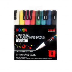 Set of markers UNI POSCA PC-3M, 0.9-1.3 mm, 8 colors