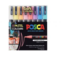 Markerių rinkinys UNI POSCA PC-3M, 0,9-1,3mm. 8 pastelinių spalvų