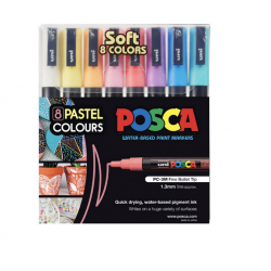 Set of markers UNI POSCA PC-3M, 0.9-1.3 mm, 8 pastel colors