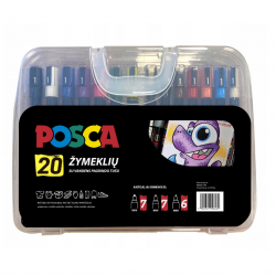 Set of markers UNI POSCA, 20 assorted colors, in a plastic box