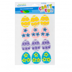 Velvet Easter egg stickers, 12 pcs, various colors