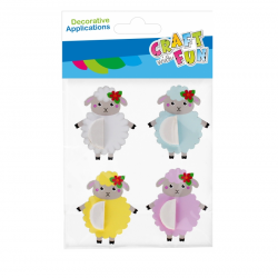 STARKPAK decorative stickers, sheep, 4 pcs, various colors