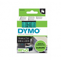Juostelė DYMO D1 9mmx7m juodas šriftas/žalia