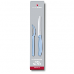 Knife set VICTORINOX PARING with peeler, blue color