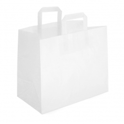 Popierinis maišelis su rankenėlėmis baltas 350x170x295mm 80gsm, įp.250