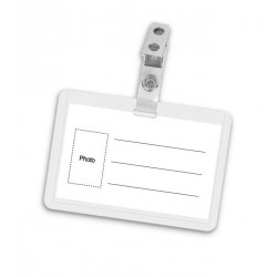 Hard plastic badge horizontal with clip, FORPUS 90x55mm