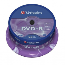 DVD+R disc VERBATIM 4.7GB 16x Matte Silver spindle, 25pcs.