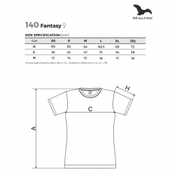 Women's short-sleeve T-shirt, various colors, MALFINI FANTASY