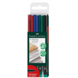 Permanent marker set, 4 colors, FABER-CASTELL MULTIMARK S
