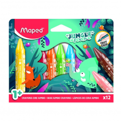 JUMBO MAPED JUNGLE FAVER wax crayons, suitable for use from 1 year oldetų 12 sp.