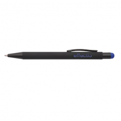 Ballpoint pen with stylus PEARLY, black body with dark blue detail, COOL