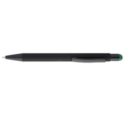 Ballpoint pen with stylus PEARLY, black body with dark green detail, COOL