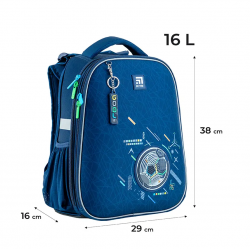 Set: backpack, bag, pencil case KITE 16L 38x29x16cm, blue color