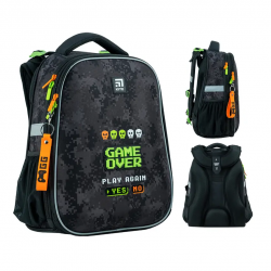 Backpack for primary school students KITE GAME OVER 16L, 38x29x16cm, multicolored, black coloros spalvos