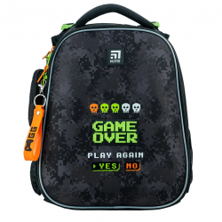 Backpack for primary school students KITE GAME OVER 16L, 38x29x16cm, multicolored, black coloros spalvos