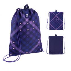 Drawstring bag for sportswear KITE HEARTS 46x33cm, violet