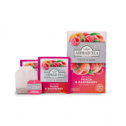 Vaisių ir žolelių arbata AHMAD PEACH & RASPBERRY 20x2g