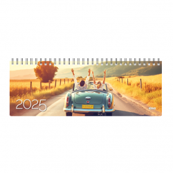 Horizontal Desk Calendar MEMO CARD HOLIDAY 2025, Laminated