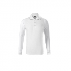 School Polo Shirt, long sleeves, children's, white, MALFINI PIQUE POLO LS