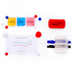 Mobile revolving double-sided magnetic board with wheels 180x120 cm, h-195cm
