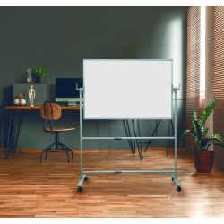 Mobile rotating double-sided magnetic whiteboard with wheels 100x150cm, h-182cm