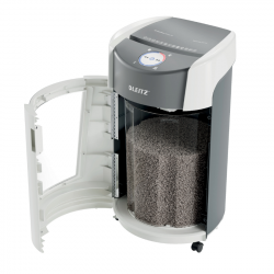 Document shredder LEITZ IQ OPTIMAX OFFICE P5 with waste Bin