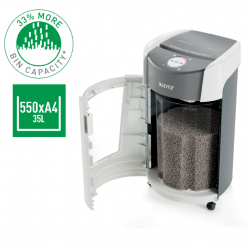 Document shredder LEITZ IQ OPTIMAX OFFICE P5 with waste Bin
