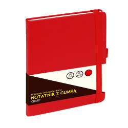 Notebook with elastic band GRAND A5, 80 sheets, squared grid, red color