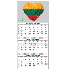 Wall-Mounted Calendar, Three-Part TRIO 30x66 cm