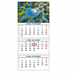 Wall-Mounted Calendar, Three-Part TRIO 30x66 cm