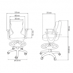 Chair with footrest ENTELO NORM BLACK MONOLITH 33, light gray color