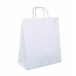 Paper gift bag 18x8x21cm, twisted handles, white, 90g