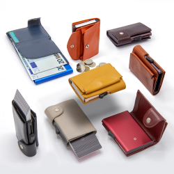 Wallet/Cardholder C-SECURE Anti-RFID, crocodile leather, 68x95x18 mm, brown color