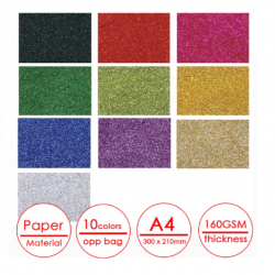 Glossy decorative paper FOSKA, 160g, A4, pack of 10 colors