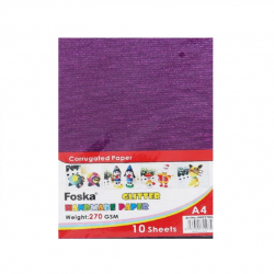 Corrugated decorative glossy paper FOSKA, 270g, A4, pack of 10 colors