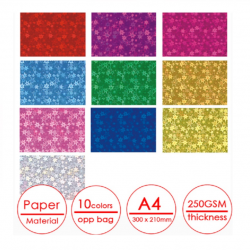 Decorative Glossy Paper FOSKA 250g A4, Pack of 10 Colors