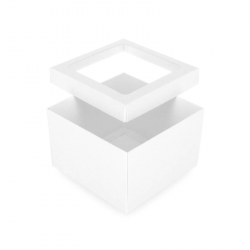 Two-piece box with PVC window, 150x150x100mm, white color