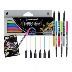 Markers for drawing on black paper CENTROPEN, 6 colors