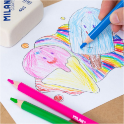 Triangular colored pencils with sharpener MILAN JUMBO, 12 colors