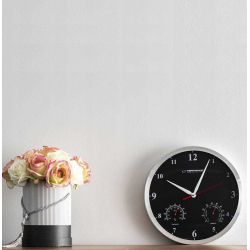 Wall clock ESPERANZA WASHINGTON 30cm black, aluminum frame, silent movement + thermometer + hygrometer