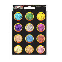 Decorative glitter ALIGA, 12 colors x 5.6 g